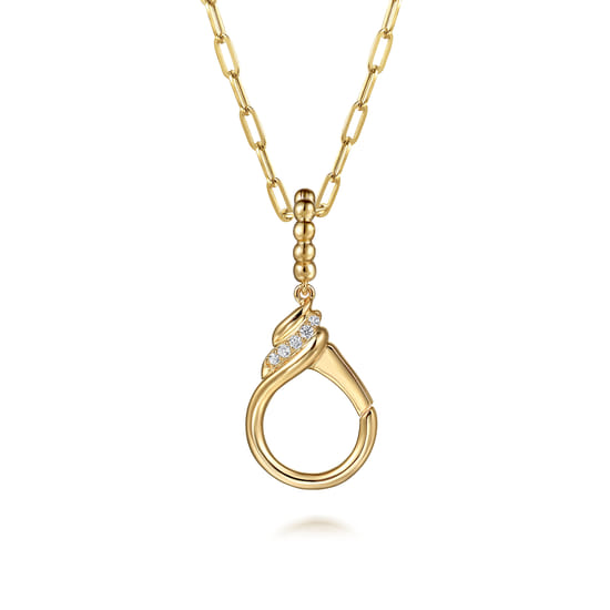 14K Yellow Gold Diamond Bujukan Lock Charms With Detachable Bail angle 3