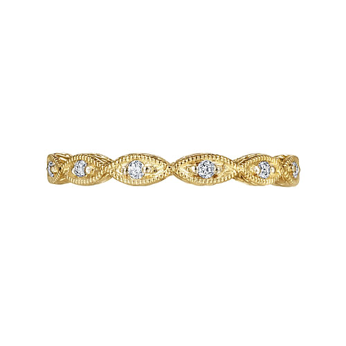 14K Yellow Gold Diamond Bujukan Marquise Station Ring