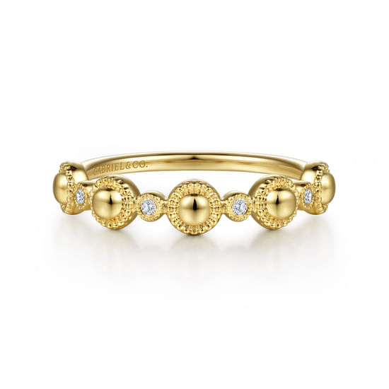 Gabriel - 14K Yellow Gold Diamond Bujukan Station Stackable Ring