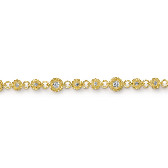 14K Yellow Gold Diamond Bujukan Tennis Bracelet angle 2