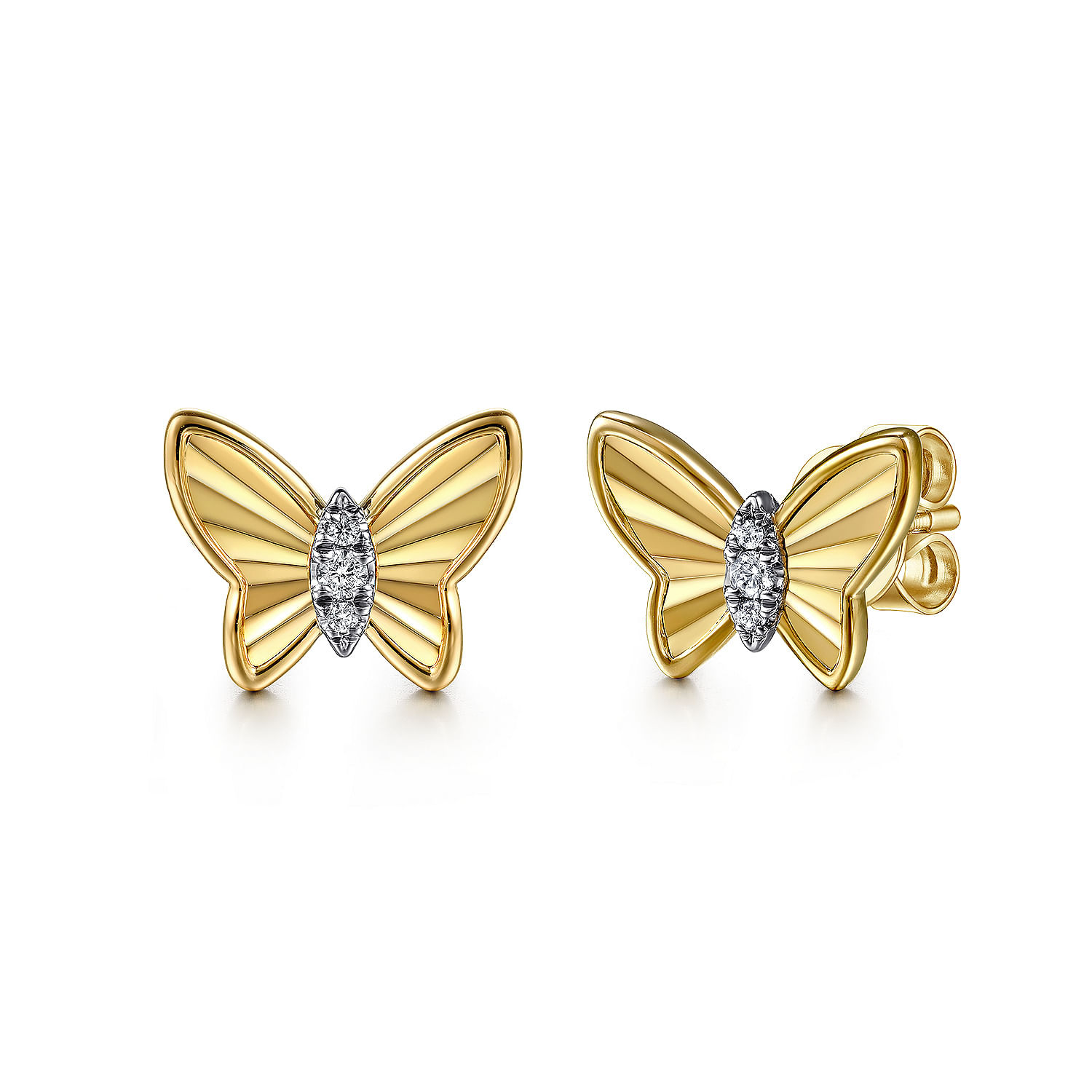 Gabriel - 14K Yellow Gold Diamond Butterfly Stud Earrings