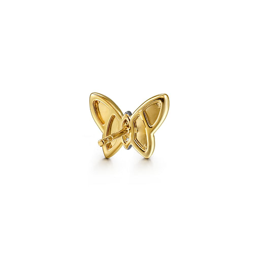 14K Yellow Gold Diamond Butterfly Stud Earrings