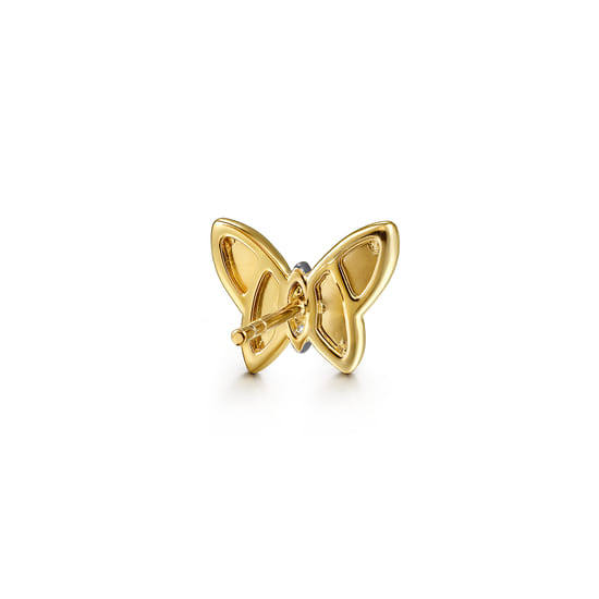 14K Yellow Gold Diamond Butterfly Stud Earrings angle 3