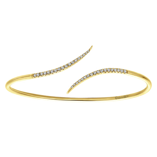 14K Yellow Gold Diamond Bypass Open Bangle 14K Yellow Gold Diamond Bypass Open Bangle