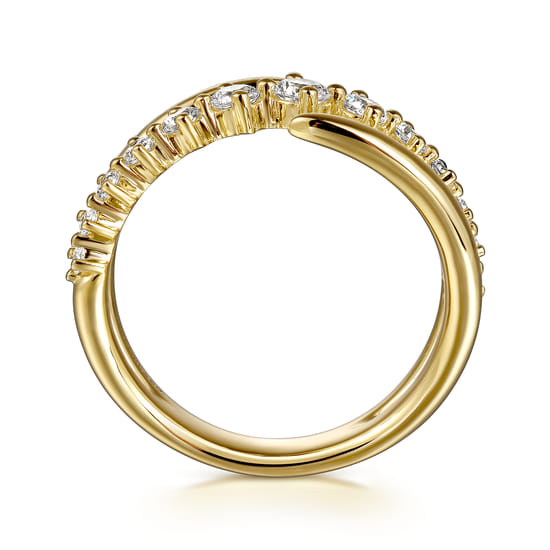 14K Yellow Gold Diamond Bypass Ring angle 2