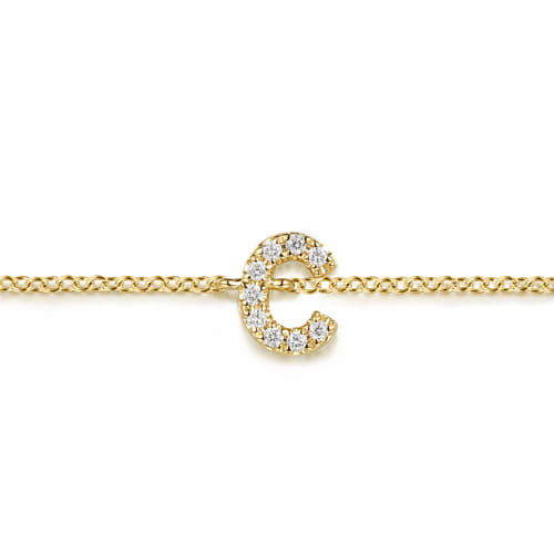 14K Yellow Gold Diamond C Initial Chain Bracelet 14K Yellow Gold Diamond C Initial Chain Bracelet