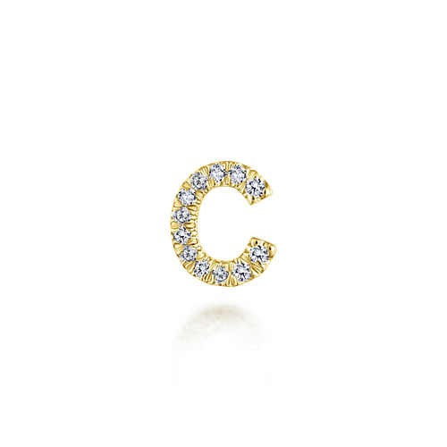 14K Yellow Gold Diamond C Initial Locket Charm