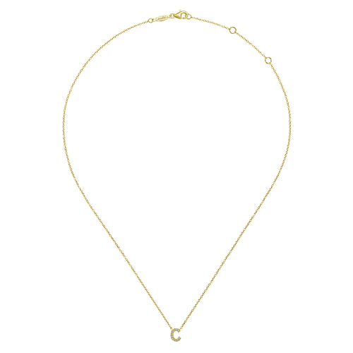 14K Yellow Gold Diamond C Initial Pendant Necklace