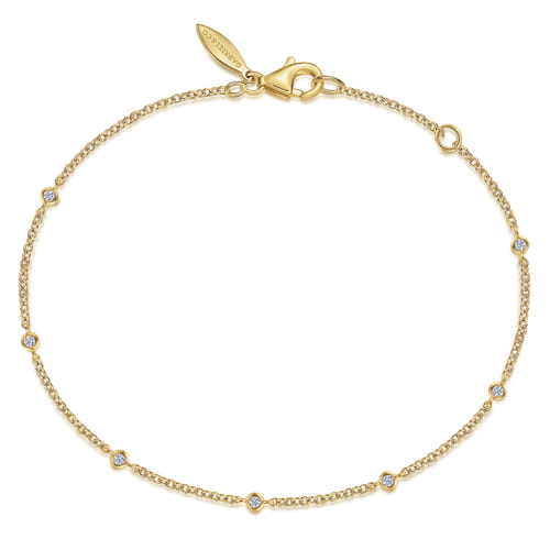 14K Yellow Gold Diamond Chain Bracelet 