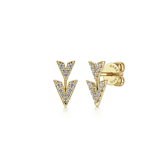 Gabriel - 14K Yellow Gold Diamond Chevron Earrings