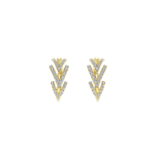 14K Yellow Gold Diamond Chevron Earrings