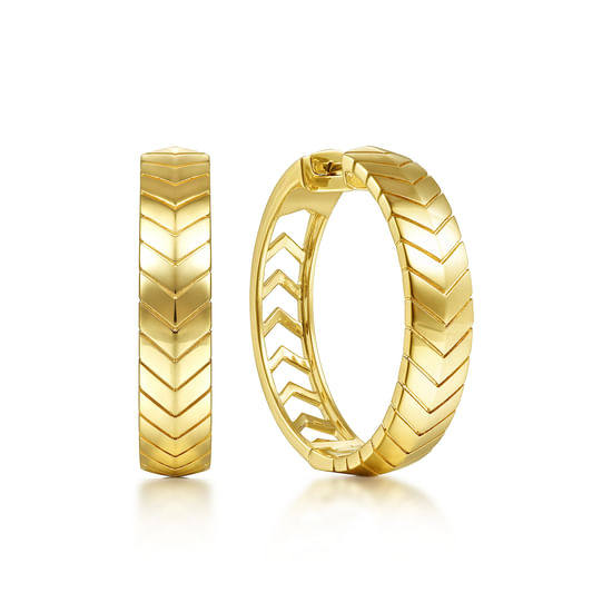 Gabriel - 14K Yellow Gold Diamond Chevron Earrings