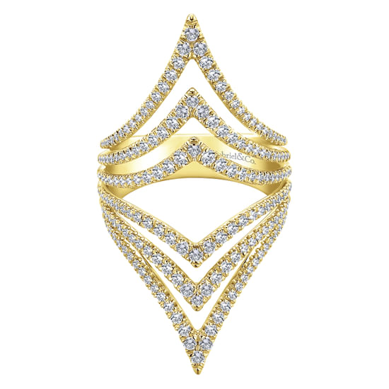 Gabriel - 14K Yellow Gold Diamond Chevron Ladies' Ring