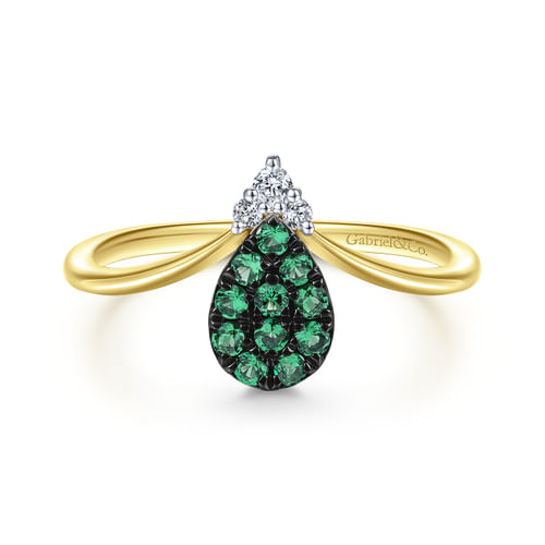 14K Yellow Gold Diamond Chevron Ladies' Ring