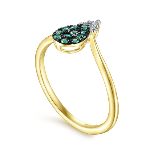 14K Yellow Gold Diamond Chevron Ladies' Ring