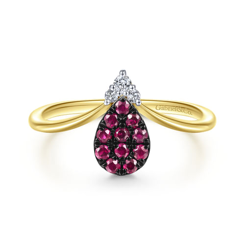 14K Yellow Gold Diamond Chevron Ladies' Ring