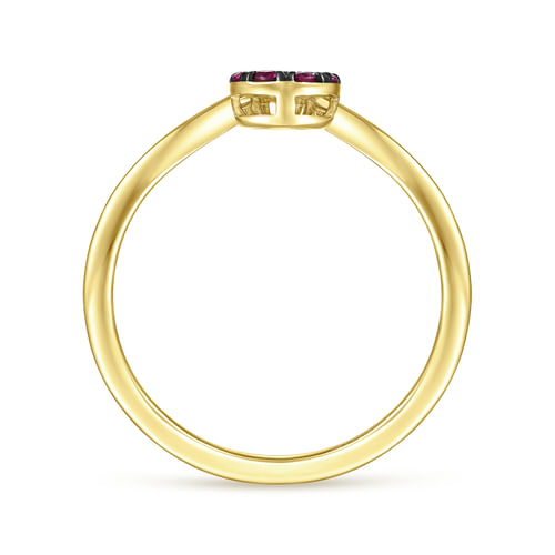 14K Yellow Gold Diamond Chevron Ladies' Ring