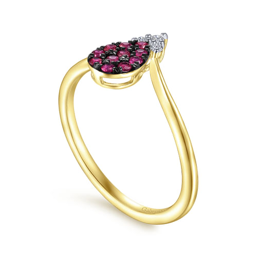 14K Yellow Gold Diamond Chevron Ladies' Ring