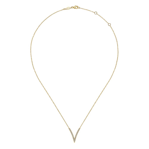 14K Yellow Gold Diamond Chevron Necklace