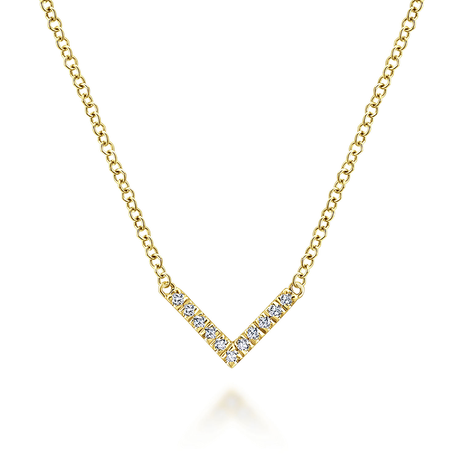 Gabriel - 14K Yellow Gold Diamond Chevron Necklace