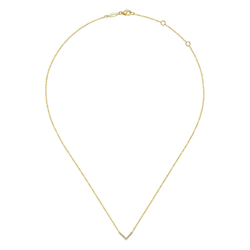 14K Yellow Gold Diamond Chevron Necklace