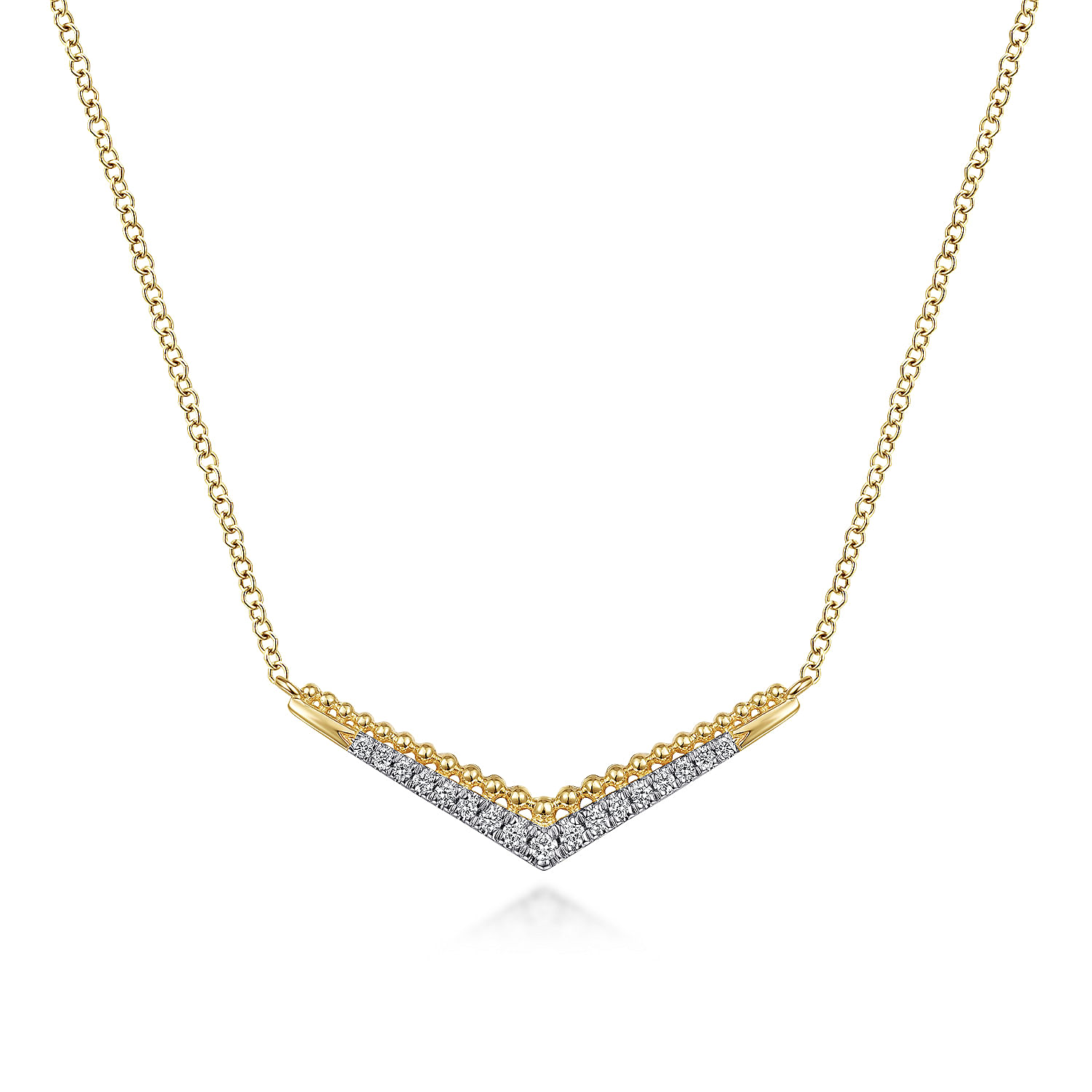 Gabriel - 14K Yellow Gold Diamond Chevron Necklace