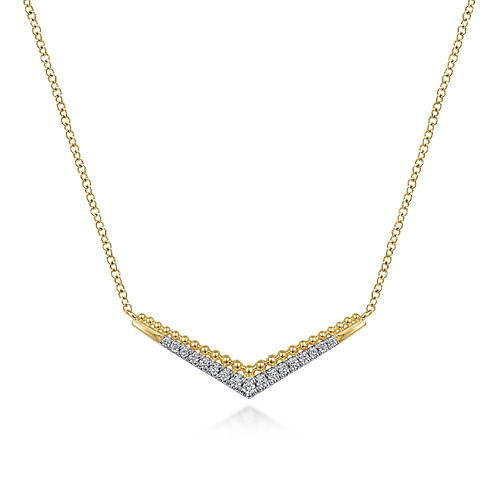 14K Yellow Gold Diamond Chevron Necklace