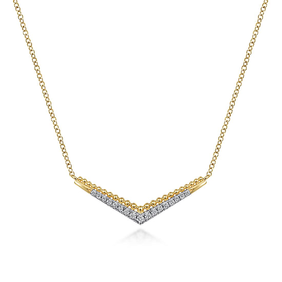 Gabriel - 14K Yellow Gold Diamond Chevron Necklace