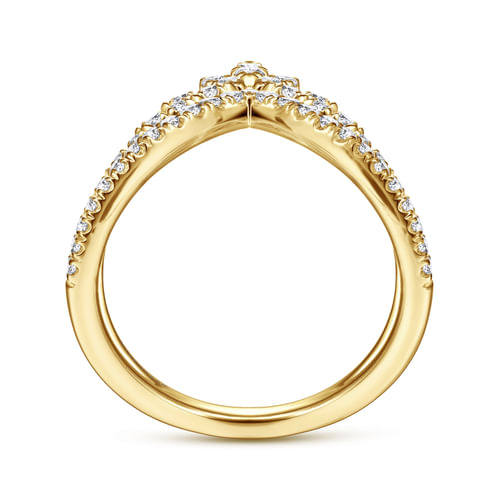 14K Yellow Gold Diamond Chevron Ring