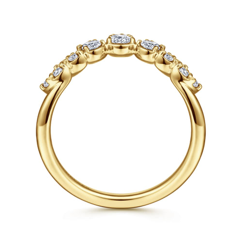 14K Yellow Gold Diamond Chevron Ring