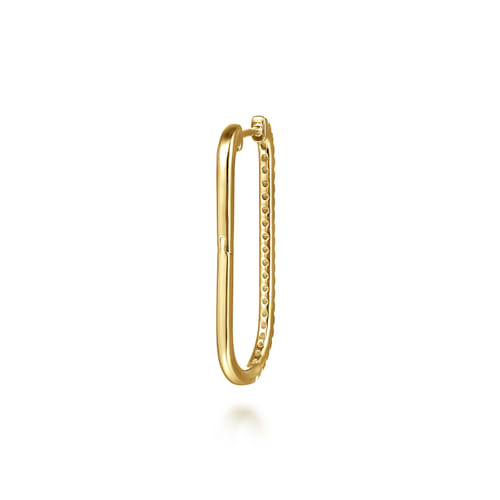 14K Yellow Gold Diamond Classic Elongated Oval Hoop Earrings