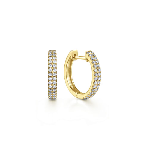 14K Yellow Gold Diamond Classic Huggies