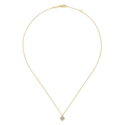14K Yellow Gold Diamond Clover Pendant Necklace