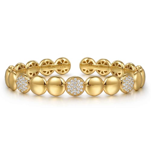 14K Yellow Gold Diamond Cluster Cuff Bangle 14K Yellow Gold Diamond Cluster Cuff Bangle