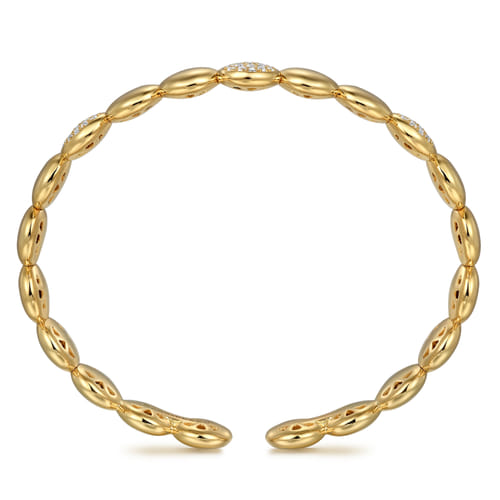 14K Yellow Gold Diamond Cluster Cuff Bangle 14K Yellow Gold Diamond Cluster Cuff Bangle