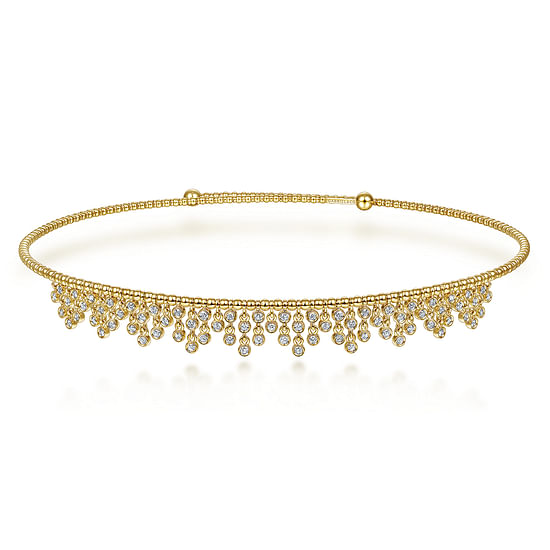 Gabriel - 14K Yellow Gold Diamond Clusters Bujukan Beaded Choker Necklace 