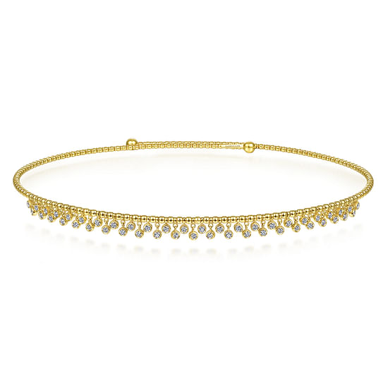 Gabriel - 14K Yellow Gold Diamond Clusters Bujukan Beaded Choker Necklace 