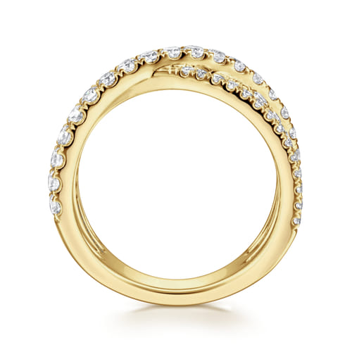14K Yellow Gold Diamond Criss Cross Ring