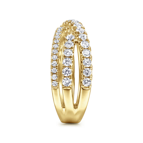 14K Yellow Gold Diamond Criss Cross Ring