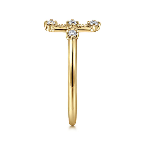 14K Yellow Gold Diamond Cross Ladies  Ring
