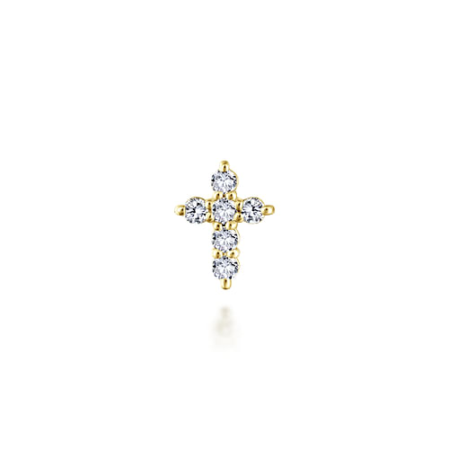 14K Yellow Gold Diamond Cross Locket Charm