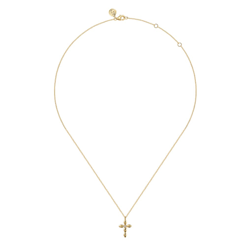 14K Yellow Gold Diamond Cross Necklace, 0.02ct