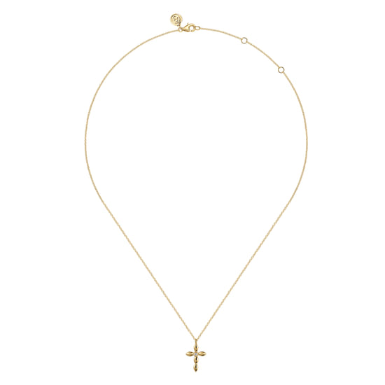 14K Yellow Gold Diamond Cross Necklace, 0.02ct angle 2