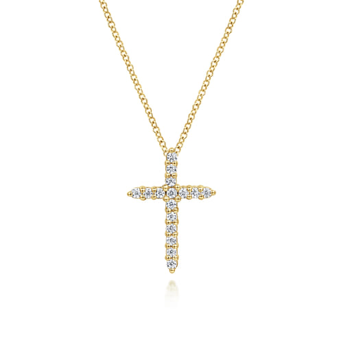14K Yellow Gold Diamond Cross Pendant Necklace 14K Yellow Gold Diamond Cross Pendant Necklace
