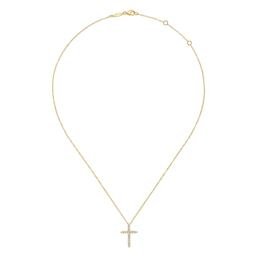 14K Yellow Gold Diamond Cross Pendant Necklace 14K Yellow Gold Diamond Cross Pendant Necklace