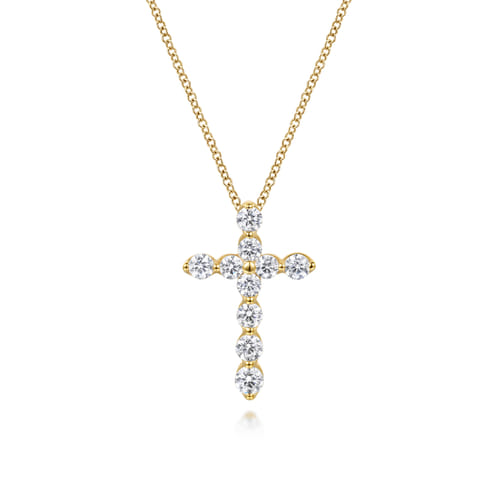 14K Yellow Gold Diamond Cross Pendant Necklace 14K Yellow Gold Diamond Cross Pendant Necklace