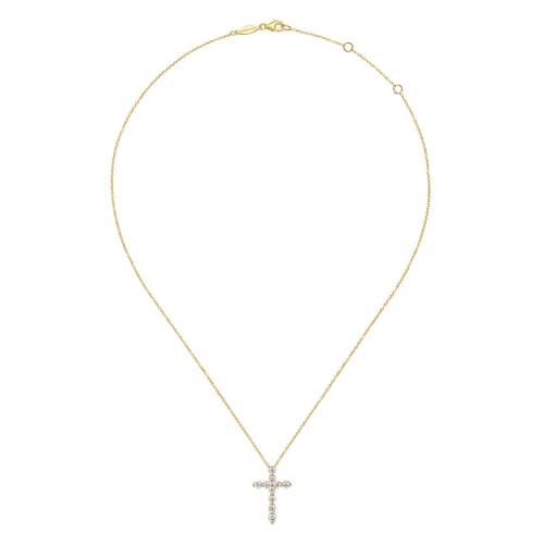 14K Yellow Gold Diamond Cross Pendant Necklace 14K Yellow Gold Diamond Cross Pendant Necklace