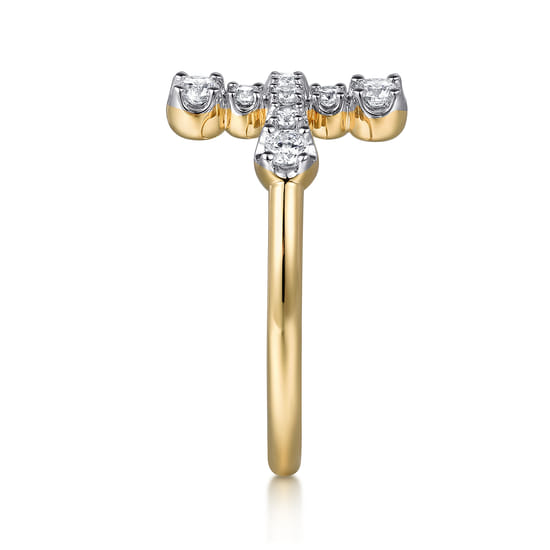 14K Yellow Gold Diamond Cross Ring angle 4