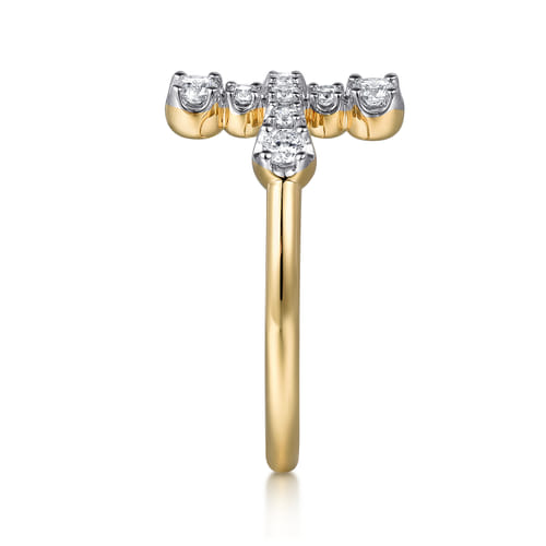 14K Yellow Gold Diamond Cross Ring 14K Yellow Gold Diamond Cross Ring