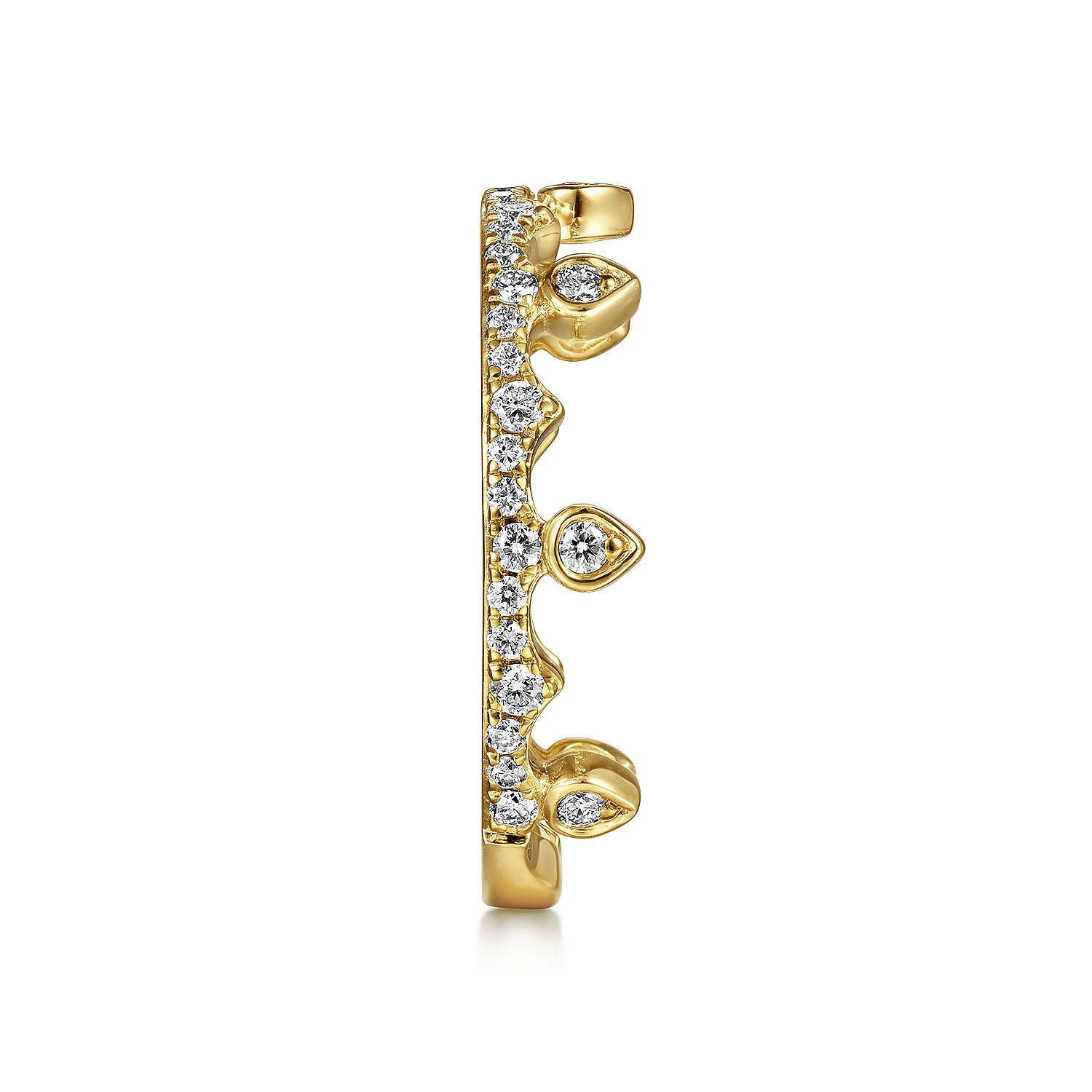 14K Yellow Gold Diamond Crown Stackable Ring